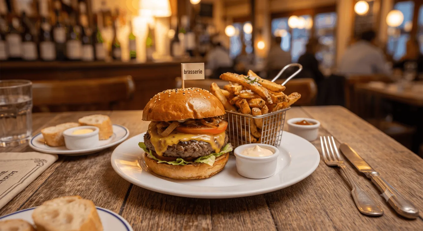 Cheeseburger avec frites maison